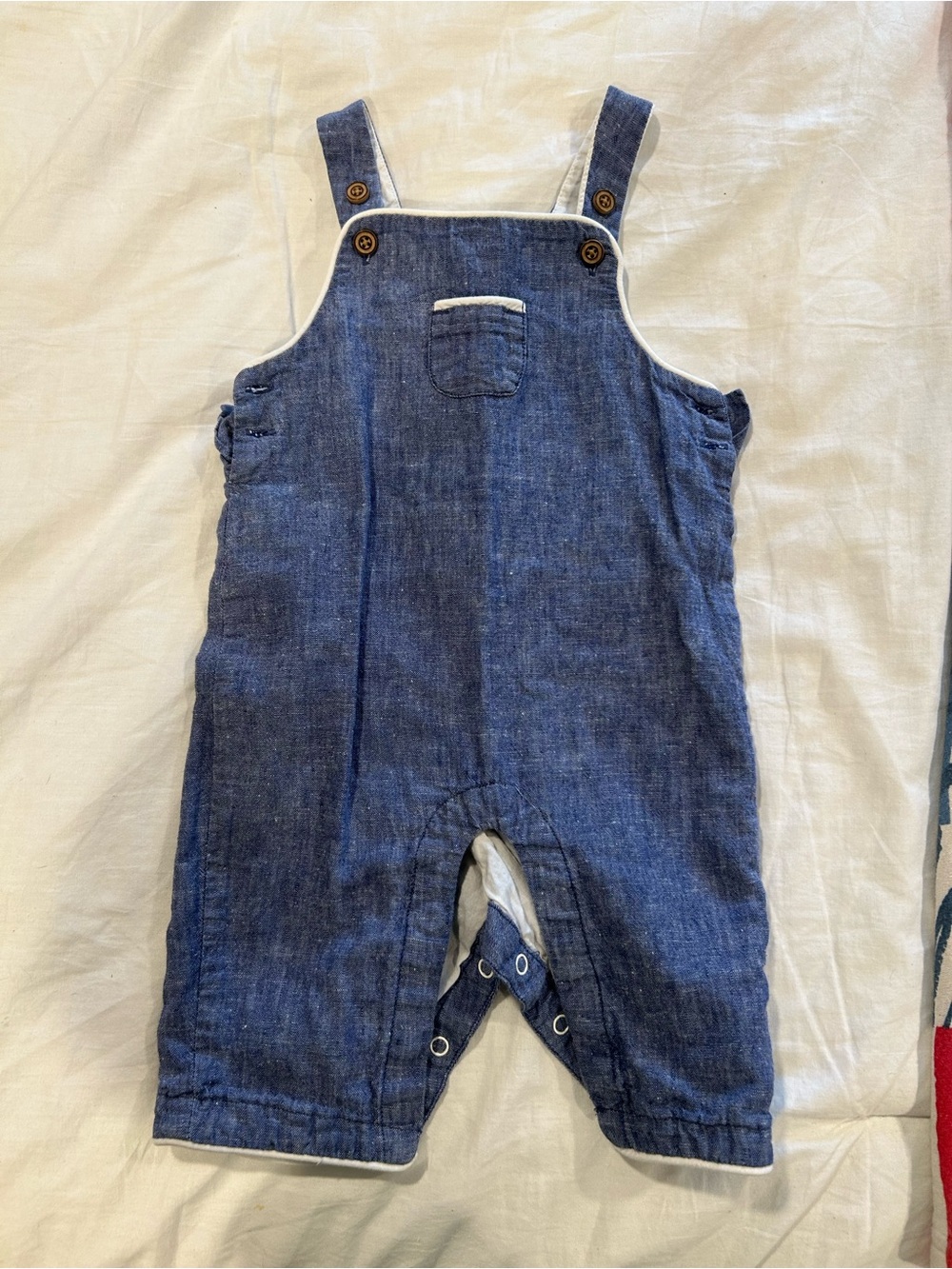 Janie and Jack Blue Denim Overalls with White Trim